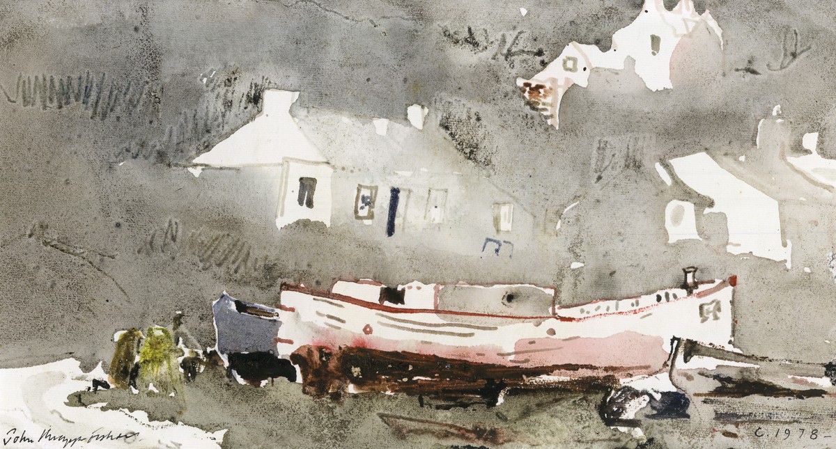 'Boats and Houses, Porthgain' by John Knapp-Fisher