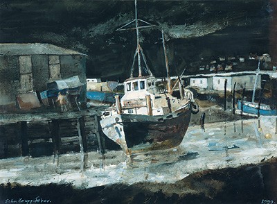 'Boatyard, Borth' by John Knapp-Fisher