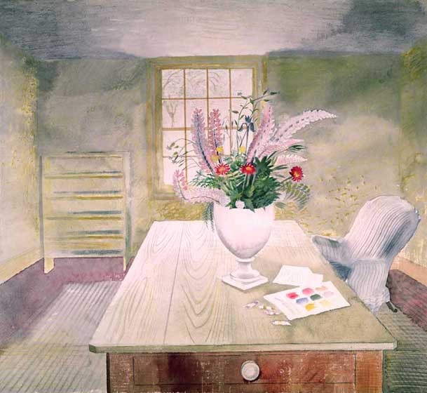 'Flowers on Cottage Table' by Eric Ravilious