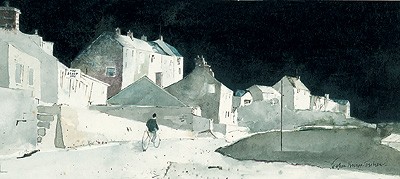'Lone Cyclist' by John Knapp-Fisher signed