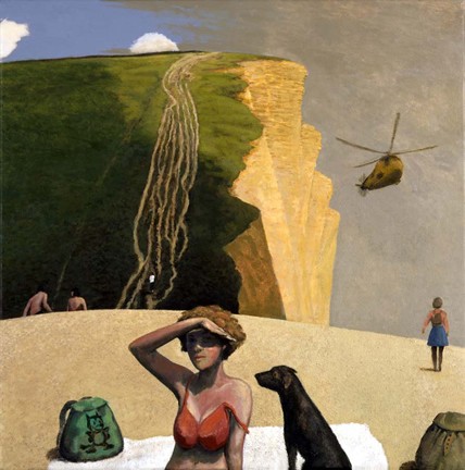 'West Bay with Helicopter' by David Inshaw Sold Out
