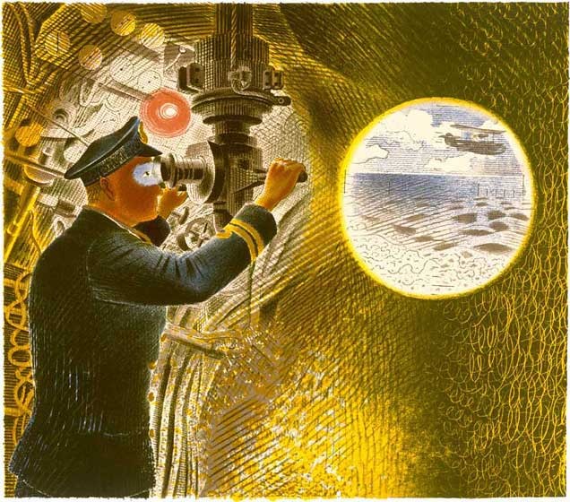 'Commander Looking Through a Periscope (1941)' by Eric Ravilious