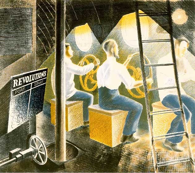 'Men Operating Submarine Controls (1941)' by Eric Ravilious